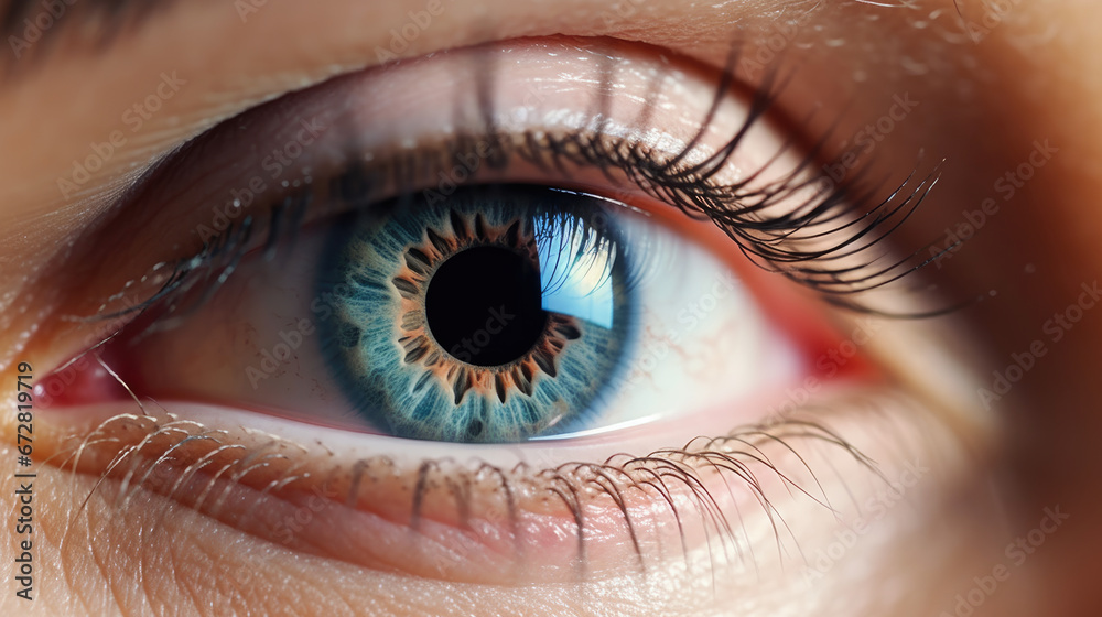 Fototapeta premium macro, close up of beautiful woman eye iris with natural make-up