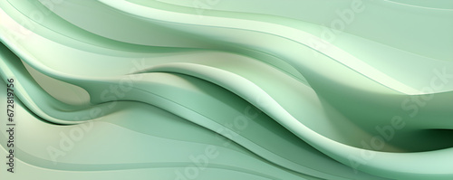 Green abstract curve background, 3D, banner