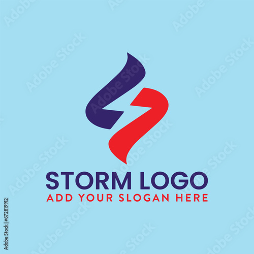 thunder storm logo design vector