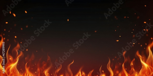 Realistic burning fire flames background flaming particles sparks explosion effect