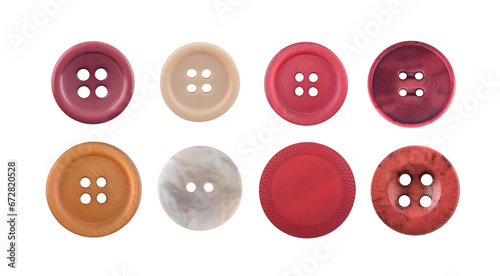 Group of various sewing clothing buttons isolated on white background