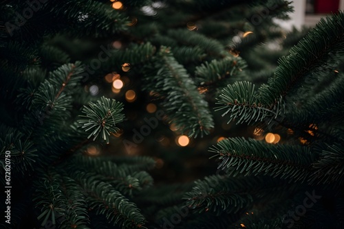Christmas tree with lights. Generative AI