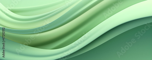 Green abstract curve background, 3D, banner