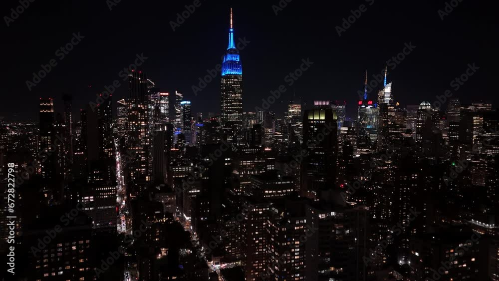 Drone video New York City night 2023