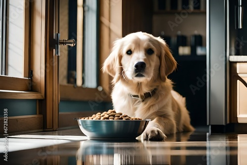 golden retriever puppy sitting in a bar