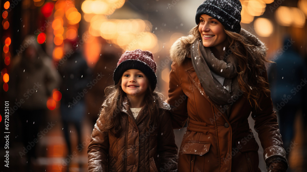 Christmas street, mother and daughter
Christmas street, mother and daughter