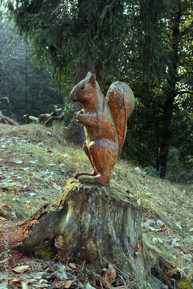 A wooden sculpture in the enchanted forest of Clusone. A wooden sculpture in the enchanted forest of Clusone.