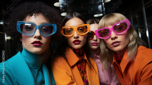 Neo-Pop Night: Enigmatic Women with Glasses