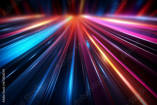 Abstract rays of light on a dark background, beautiful lines and blur