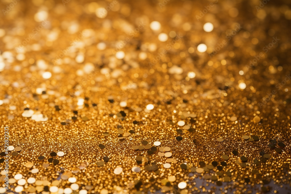 Golden glitter texture abstract background. Golden bokeh defocused lights. Golden glitter texture abstract background. Golden bokeh defocused lights.