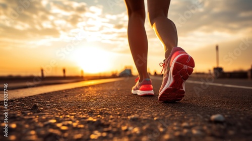 runner running on seaside beach on sunset, fitness runner during outdoor workout. Jogging at outdoors. running for exercise. fitness, silhouette, sunrise, exercise, fitness, health, generate by AI.