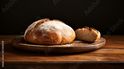 Fresh bread on a wooden plate, food, bread, meal, baked, breakfast, healthy, snack, wheat, loaf, fresh, meat, brown, bakery, white, appetizer, flour, kitchen, eating, dinner, traditional, gourmet