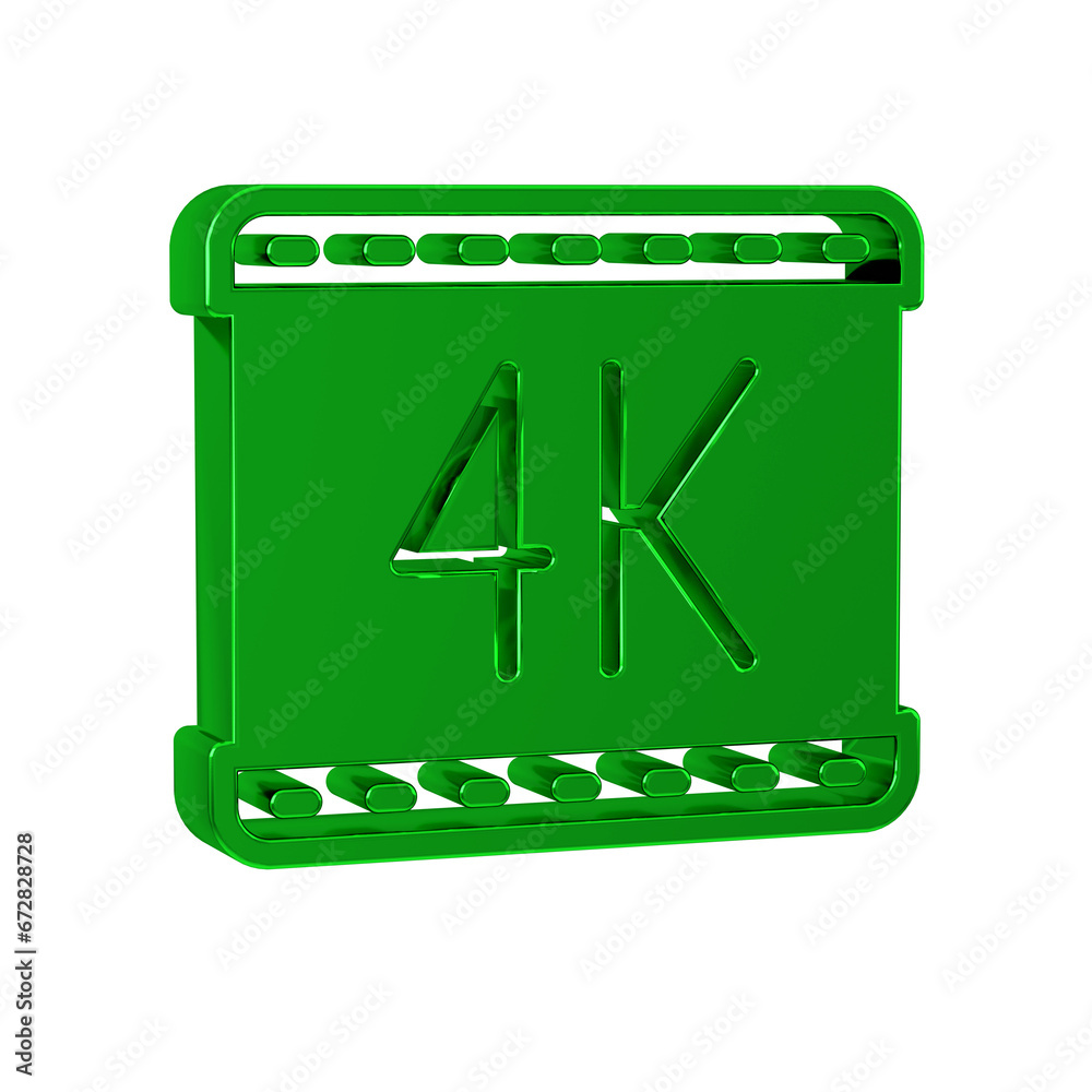 Green 4k movie, tape, frame icon isolated on transparent background. Green 4k movie, tape, frame icon isolated on transparent background.