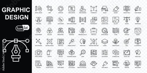Graphic design line icons . Outline editable stroke 