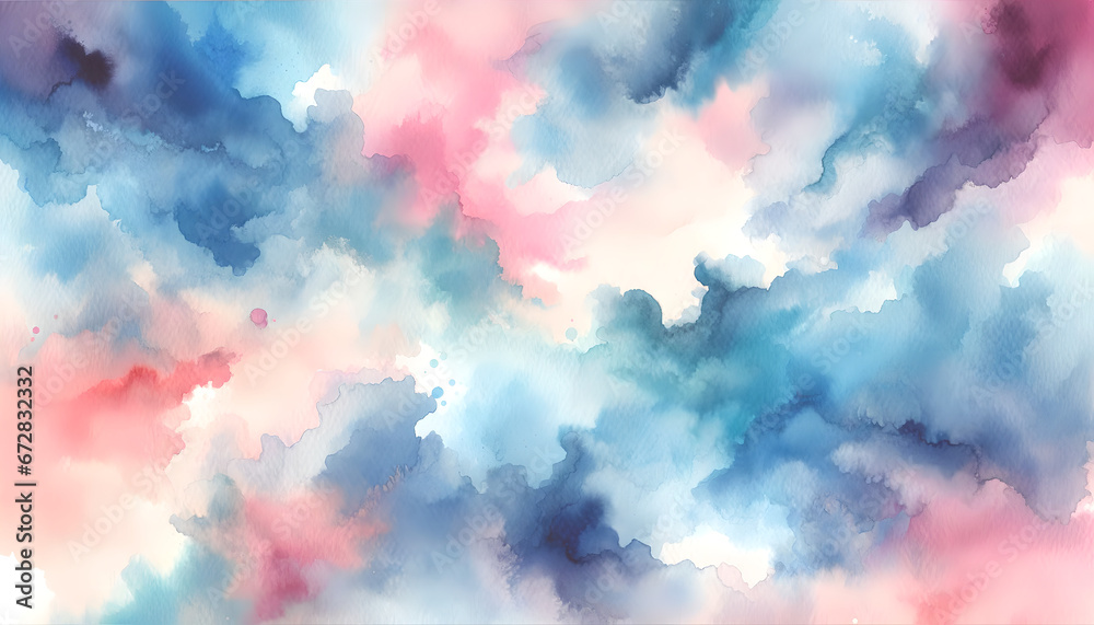 Abstract Pastel Clouds and Hues, a Dreamy Watercolor Skyscape for Creative Inspiration Concept Art, Generative AI
