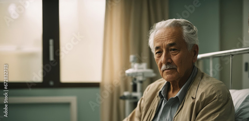 portrait of an old man in hospital.