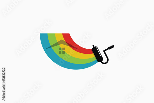 paint house logo design premium vector