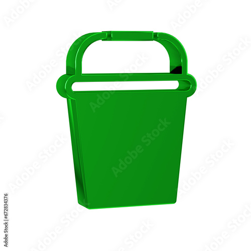 Green Fishing bucket icon isolated on transparent background. Fish in a bucket. © Iryna