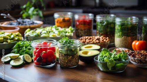 healthy food in plastic boxes