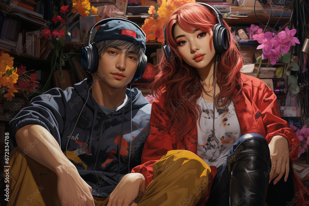 Retro fashion enthusiasts people in a 90s and 2000s inspired style. Retro fashion trend Retro fashion enthusiasts people in a 90s and 2000s inspired style. Retro fashion trend