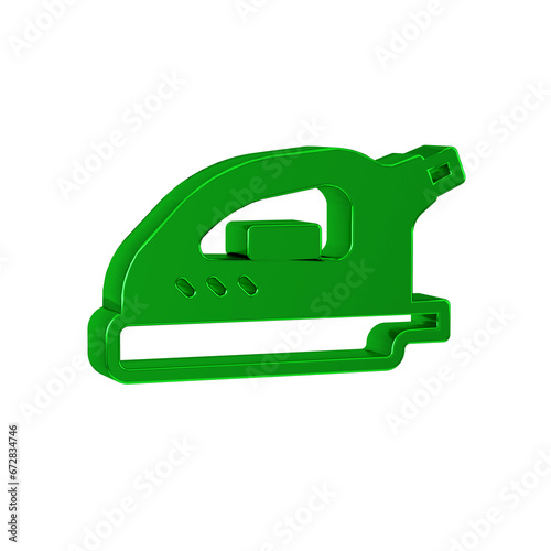 Green Electric iron icon isolated on transparent background. Steam iron.