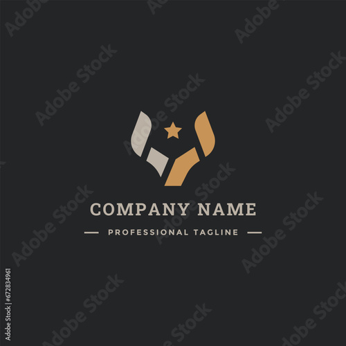 Geometric V-Shaped Bull Logo – Simple and Minimalist Design, letter v bull logo. (ID: 672834961)