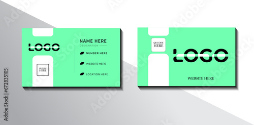 Double-sided Mordern Business Card Creative and Clean design template Vector illustrator Beautiful lime design horizontal corporate card.