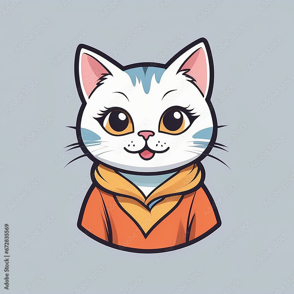 cute cat cartoon logo