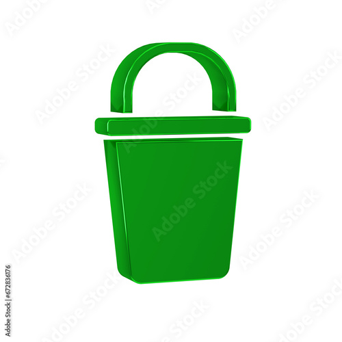 Green Bucket icon isolated on transparent background. Cleaning service concept.