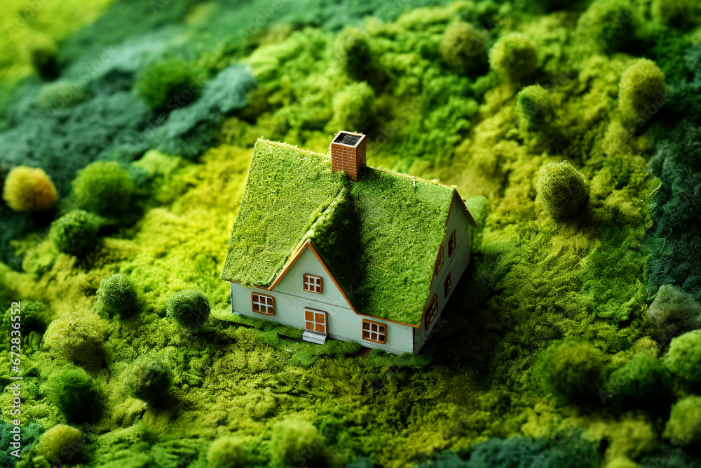 Generative AI illustration of eco friendly house Generative AI illustration of eco friendly house