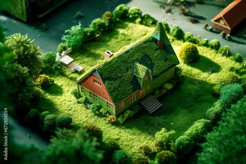 Generative AI illustration of eco friendly house