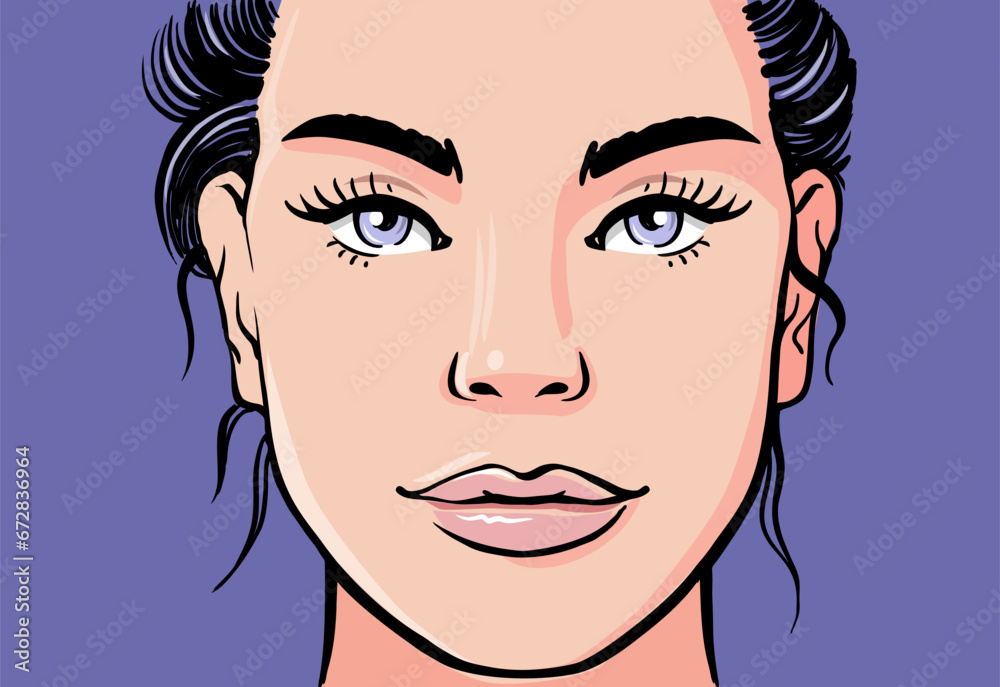 Young woman face. Portrait model for design. Fashion beauty Young woman face. Portrait model for design. Fashion beauty