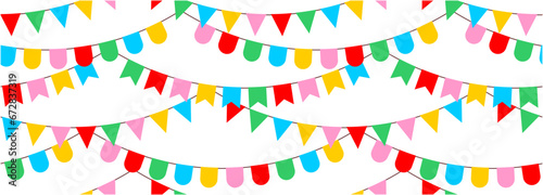 Festive flag garland pattern. Birthday party and carnival garland decoration. isolated on white background © volyk