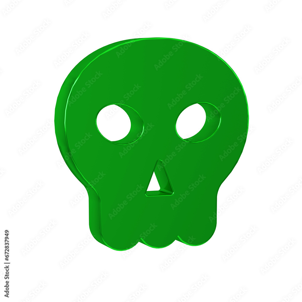 Green Skull icon isolated on transparent background. Happy Halloween party. Green Skull icon isolated on transparent background. Happy Halloween party.
