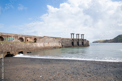 Old abandoned port of the iron mine in Llumeres, Asturias, Spain