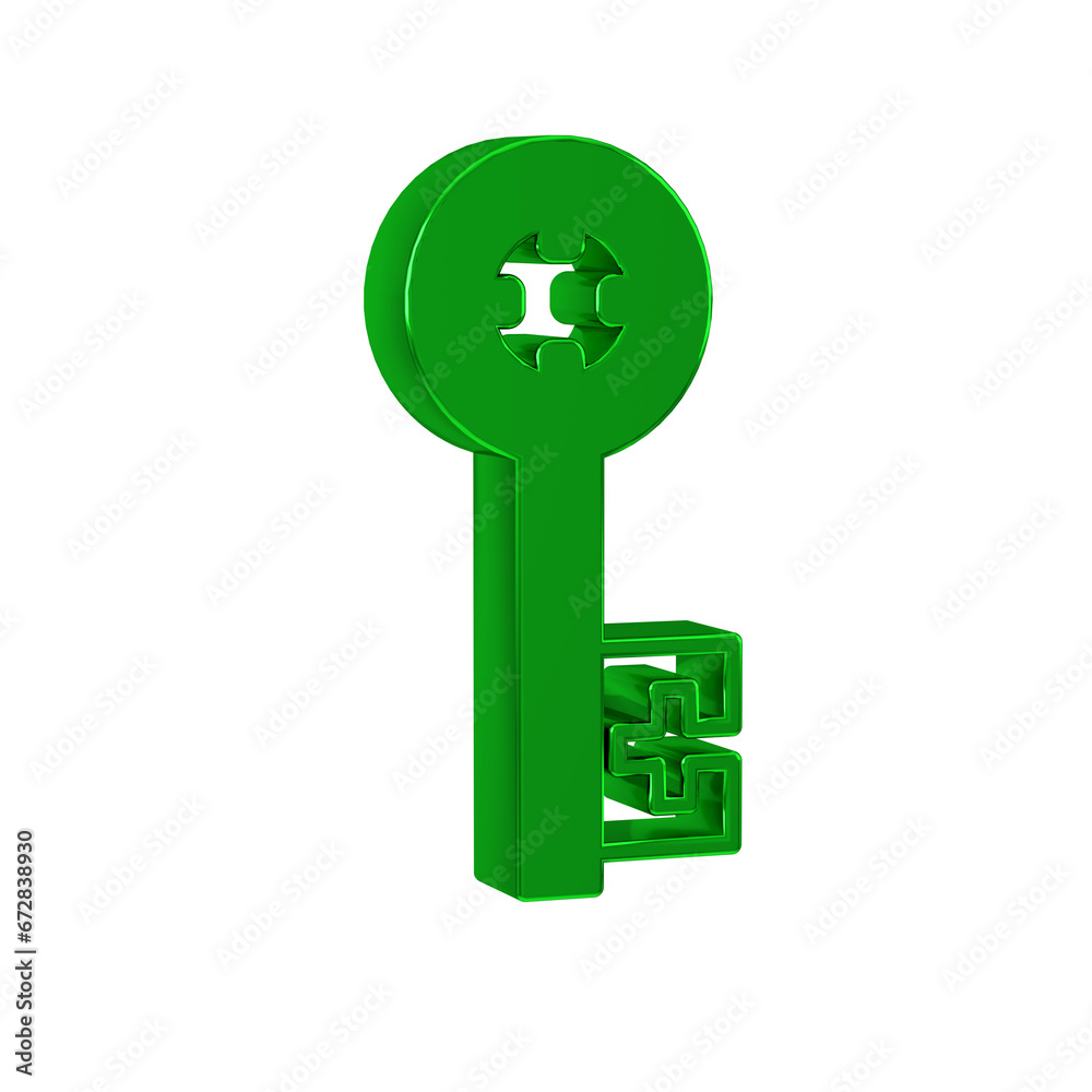 Green Old key icon isolated on transparent background. Green Old key icon isolated on transparent background.