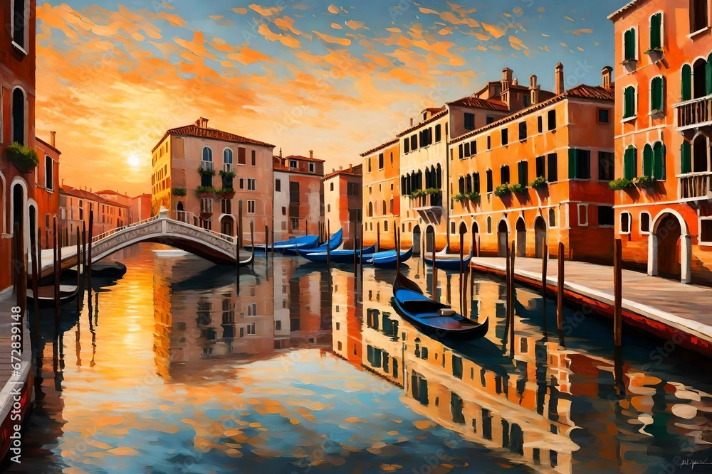 city grand canal at sunset