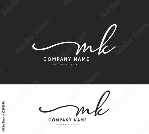 MK M K initial letter handwriting and signature logo