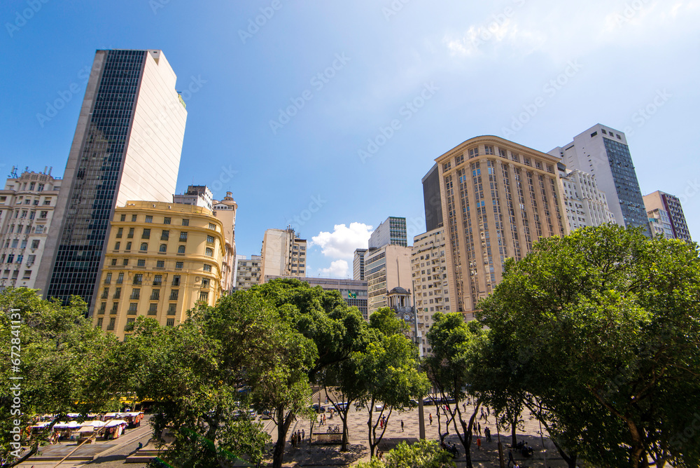 Cinelandia Square and Buildings of Downtown Rio de Janeiro, Brazil