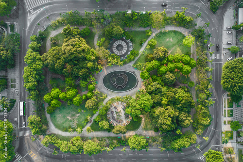 Aerial View of Pomar Square and Park in  in the Barra da Tijuca Neighborhood in the City of Rio de Janeiro, Brazil photo