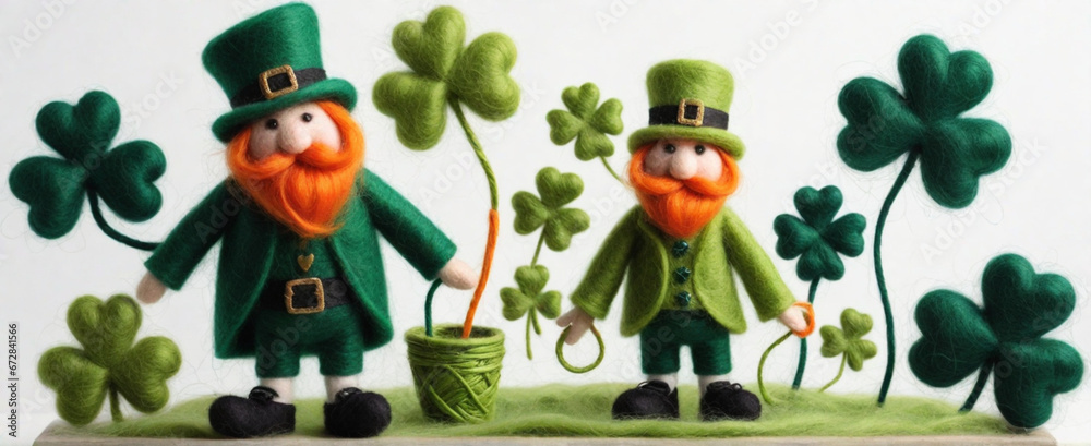 Fototapeta premium patrick's day felted on a white background.