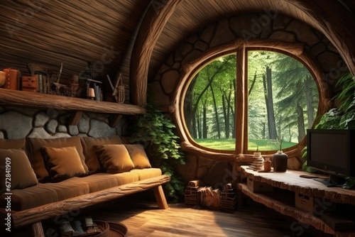 Interior Of Hobbit House In Forest Hut