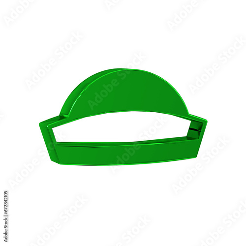 Green Sailor hat icon isolated on transparent background.