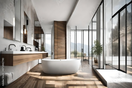 modern bathroom with white tiles