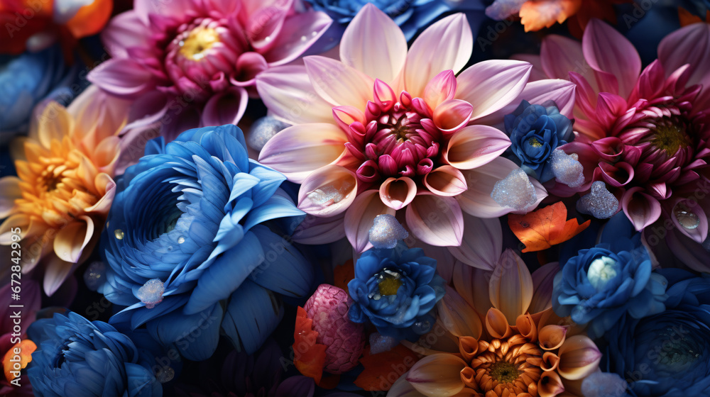 An exquisite macro view of lush, vivid flowers captures Nature's magnificence.