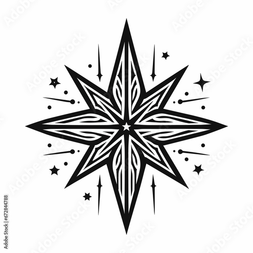 Christmas star image on a white background. This picture could be used as a background for a Christmas card, a poster, a flyer, or any other design project.