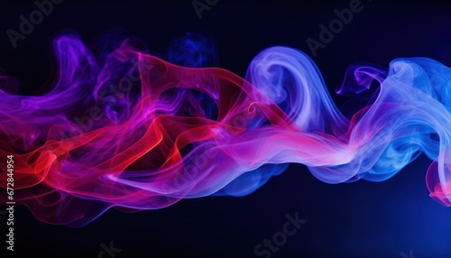 Photo of a Colorful Dance of Blue and Red Smoke in the Air
