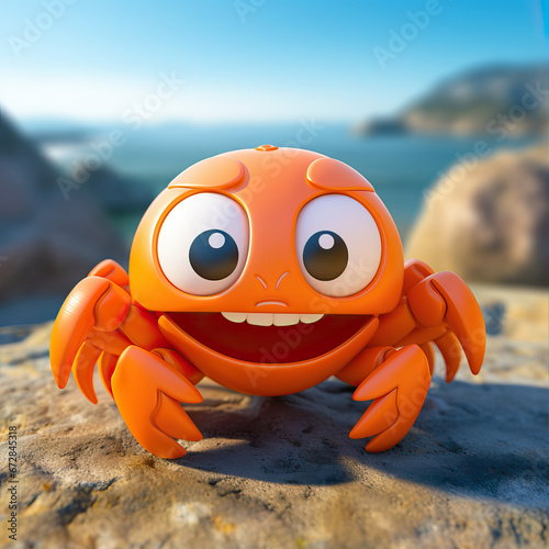 3D illustration. Little cute crab