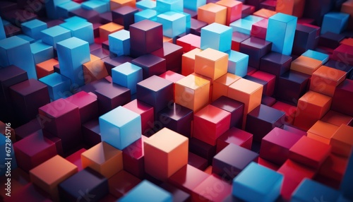 Photo of an Abstract Composition of Colorful Cubes in a Geometric Arrangement