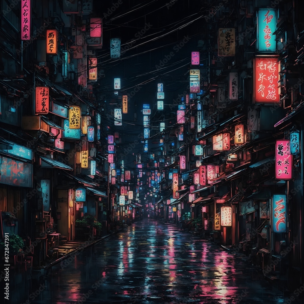 Night City in Japan Street 